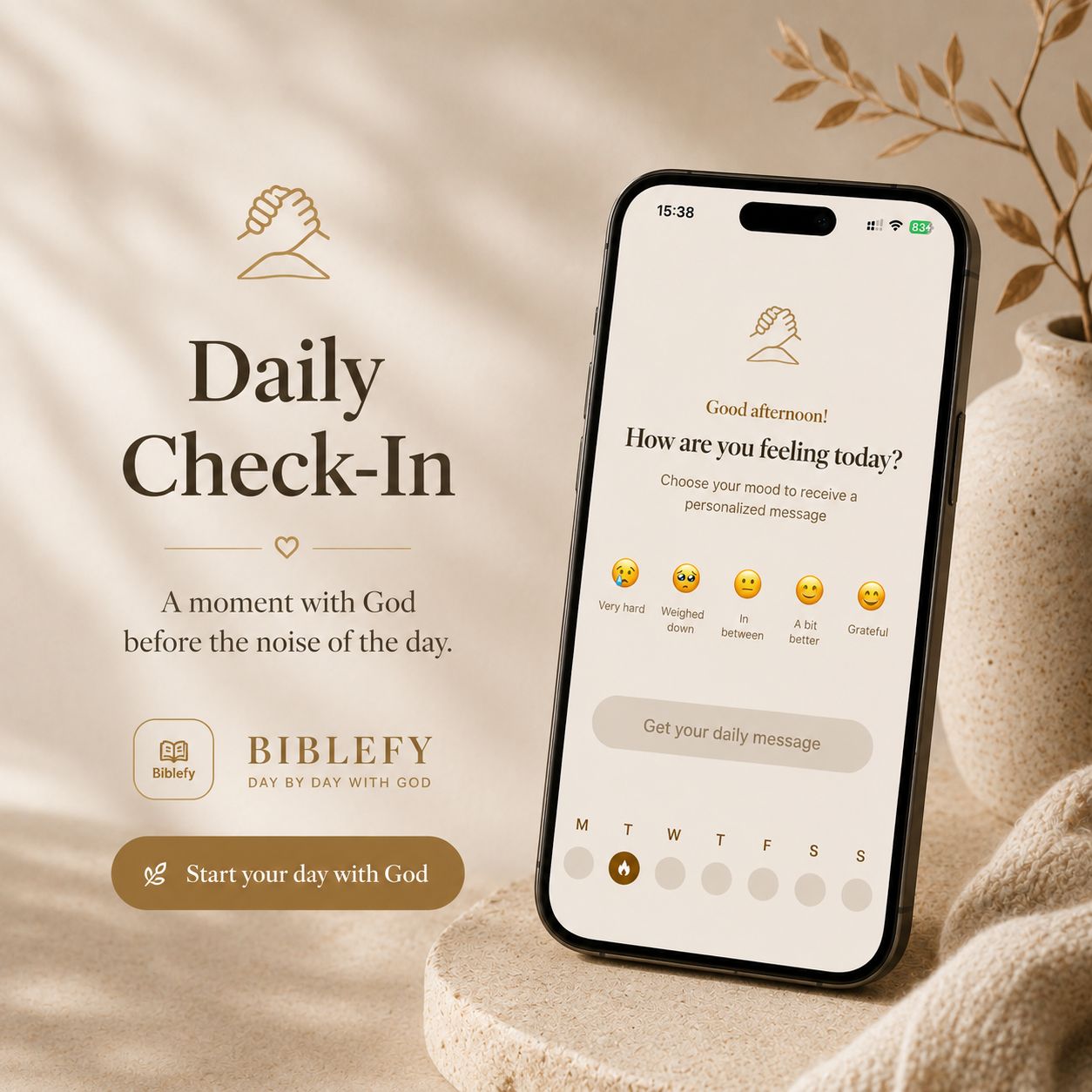 Daily Check-In screen on Biblefy
