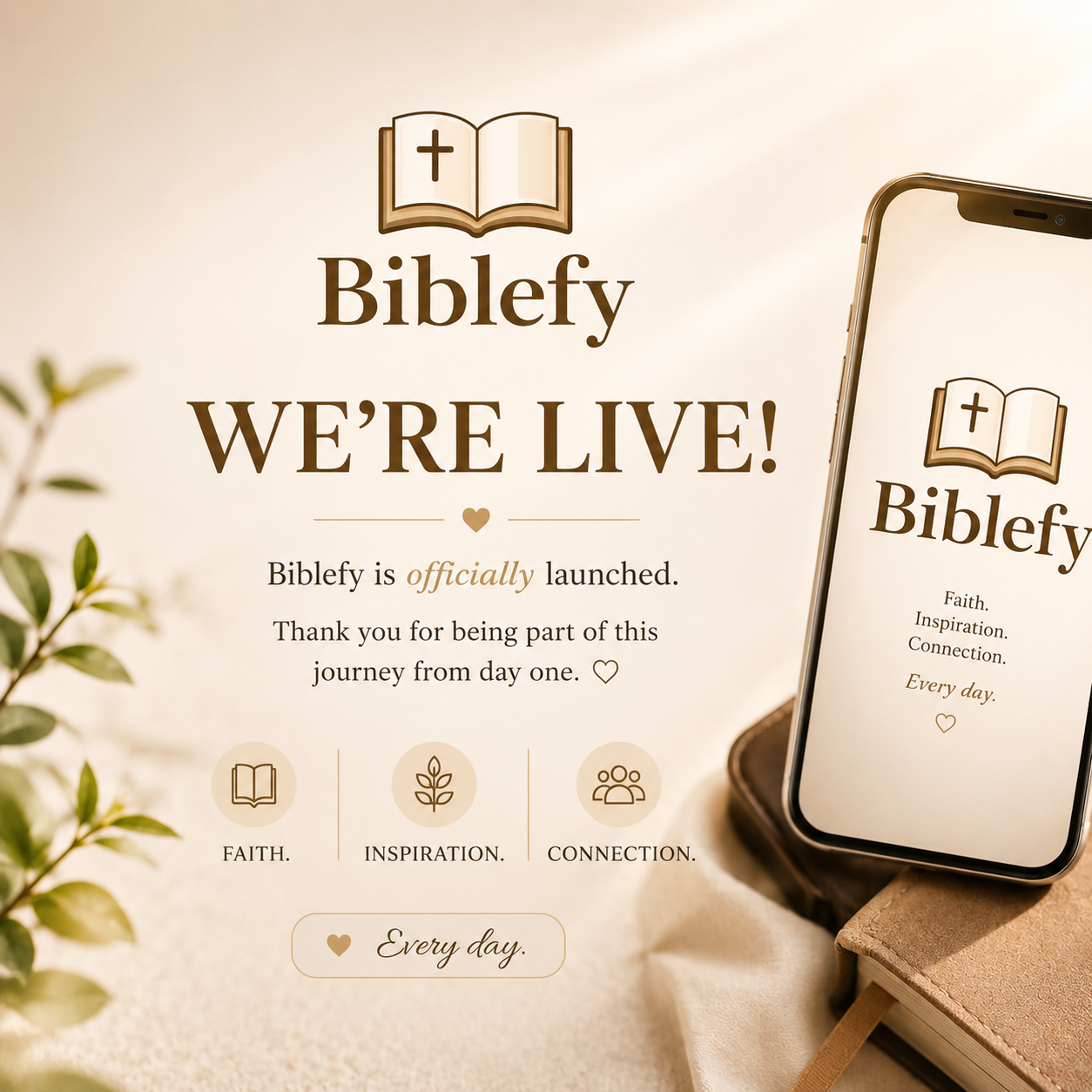 Biblefy launch — faith, inspiration, connection